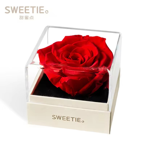 Venta al por mayor belleza grande única flor de Rosa conservada eterna en caja de acrílico transparente logotipo personalizado para evento de negocios conjunto de regalo de fiesta - Product Image 2