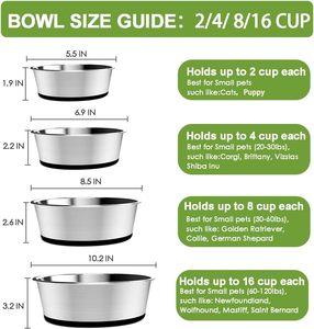 Factory Direct 304 Stainless Steel <strong>Dog</strong> <strong>Bowl</strong> Custom Logo Heavy Duty Nonslip Silicone Pet Feeder Food Grade <strong>Large</strong> Pet Water <strong>Bowl</strong> - Product Image 2
