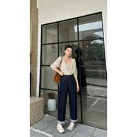 Pantalon en jean décontracté pour femme, coupe droite, avec revers roulés, style baggy et oversize, design personnalisé, effet délavé