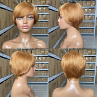Perruques de cheveux d'elfe pas chères - Perruques en cheveux humains pour elfes, style frisé, cheveux naturels raides courts bruns blonds