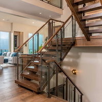 Villa duplex personnalisée de luxe léger avec escalier en bois massif, loft intérieur, maison auto-construite intégrale et double escalier en verre