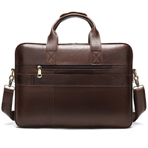 Sac à main pour ordinateur portable Andong pour hommes, en cuir de vache véritable, rétro, grand sac à bandoulière pour affaires, sac décontracté de grande capacité, sacs d'extérieur - Product Image 4