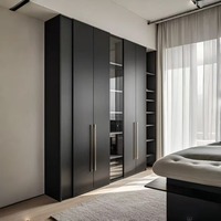 Système de placard de rangement mat noir très populaire avec étagères ouvertes pour chambre moderne, prêt à assembler