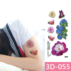 Nuovo design personalizzabile glow-in-the-dark cambia colore 3D adesivi tatuaggio fiore <span class=keywords><strong>e</strong></span> farfalla - Product Image 4