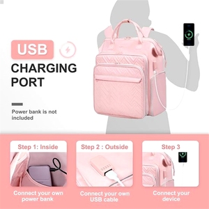 Sac de rangement pour vernis à ongles, sac à dos de <span class=keywords><strong>voyage</strong></span>, fermeture éclair, design pliable, polyester imperméable, port de charge USB, 3L+ - Product Image 6