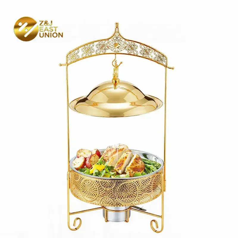 Neustil Hochzeit Luxushotel Speisenwärmer-Set Chafing-Dish mit Deckel Halterung Gold