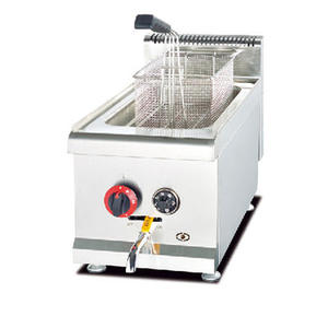 Friteuse à gaz commerciale 15L 4.5KW à panier unique avec thermostat pour poulet frit, frites, poisson et chips - Product Image 2