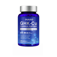 OUUSO 120 Capsules Végétaliennes Sans OGM 300 µg par Portion Supplément de Peptide de Cuivre GHK-Cu pour l'Élasticité de la Peau et la Vitalité des Cheveux