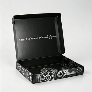Vente flash - Boîte d'emballage en carton ondulé carré noir personnalisée avec logo noir pour pièces automobiles, pliable, pour l'expédition par courrier aérien - Product Image 1