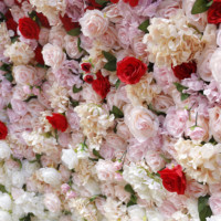 Panneau mural personnalisé en rose de soie blanche 3D pour décoration de mariage rangée de fleurs artificielles enroulable de rouge décoration de fond de scène mur de fleurs roses