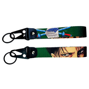 Llavero de Metal personalizado de diseño <span class=keywords><strong>500</strong></span>, serie Anime, llavero de boca de águila de nailon, logotipo trenzado bordado, cordón de muñeca corto - Product Image 3