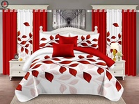 Parures de lit avec rideaux assortis, taille King, 6 pièces, drap de lit en polyester, drap de lit en coton