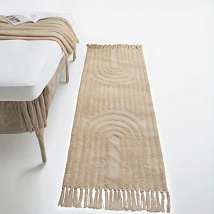 Custom Cotton Flocked <b>Runner</b> Rug Handmade Boho Tassel Woven Floor Mat <b>Washable</b> Rectangle <b>for</b> Bedroom Bathroom - Product Image 2