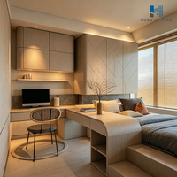Lit tatami moderne sur mesure avec bureau intégré, armoire murale, rangement, meuble multifonctionnel pour chambre à coucher