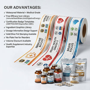Индивидуальная этикетка для БАД, соответствующая стандартам GMP, водонепроницаемая наклейка медицинского класса для упаковки витаминов и таблеток - Product Image 5