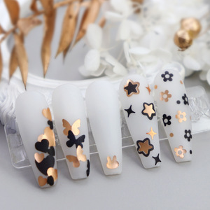 3D Or <span class=keywords><strong>Noir</strong></span> Nail Art Paillettes Paillettes PET Matériel Lapin Scintillant Nail Flakes Étoiles Fleurs DIY Nail Supplies Décorations Pas Cher - Product Image 5