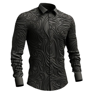 RNSHANGER Retro <b>Gothic</b> Men's Long Sleeve <b>Shirt</b> Turn-down Collar Solid 3D Printed Totem Halloween Streetwear Outdoor Spring Style - Product Image 1