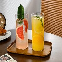 Koffieshop Transparante Highball Glas Koffiebeker Rechte Vierkante Sap Fruit Thee Latte Collins Koud Drankje Glas voor Thuis Café Gebruik