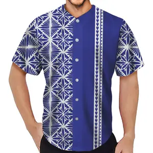 Mavi Samoa çiçek artı boyutu gömlek polinezya Tribal baskılı lüks gömlek erkekler için kısa kollu tasarımcı gömlek erkekler için 2021
