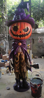 Nouvelle sculpture géante de citrouille d'Halloween en fibre de verre pour l'extérieur avec éclairage LED pour la décoration commerciale d'Halloween