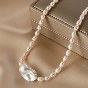 Collar con Colgante Barroco Natural con Diseño de Lujo Ligero para Cadena de Cuentas Xiaomi, Cadena de Clavícula Irregular de Plata S925 - Product Image 3