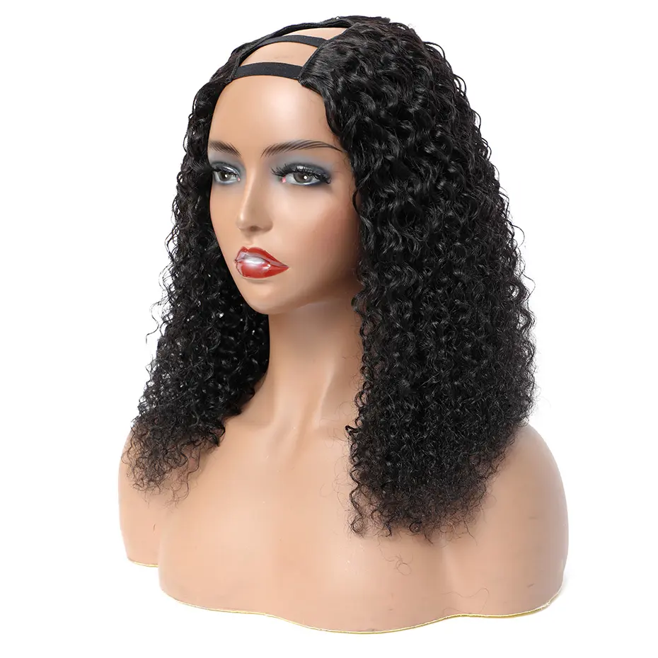 Kinky Curly U Part Wig Human Hair Cheap Brazilian Clip In Human Hair Half Wigs for Black Women Natural Color Remy Hair
