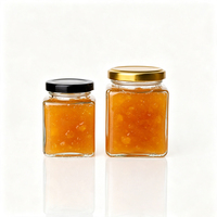Vente en gros de pots en verre transparent carrés personnalisés avec couvercle à vis en métal pour le miel, la sauce chili, les aliments conservés