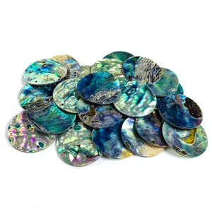 Perles de coquille d'ormeau rondes naturelles, pièces de coquille de paua polies, collier de coquille naturelle brute