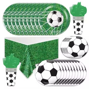 Ensemble de vaisselle classique pour fête de football, pour 10 personnes, avec assiettes, gobelets, serviettes et nappe, pour décorations d'anniversaire et d'événements sportifs - Product Image 4