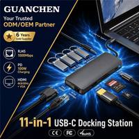 Hub USB 11 en 1, Estación de Conexión USB-C, HDTV 4K, Carga Rápida PD de 100W, USB 3.0, Tarjeta SD/TF, Audio de 3.5mm para PC, Laptop, Mesa
