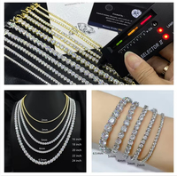 Chaîne Tennis HipHop Ice Out en Argent 925 avec Moissanite GRA VVS Couleur D, Collier Moissanite, Testée et Prête à l'Expédition, Gravure Laser Gratuite