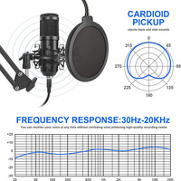 Ensemble de microphone à condensateur de studio YEAH BM 800 avec carte son V8, filtre anti-pop pour podcast, chant, diffusion en direct, TikTok, YouTube