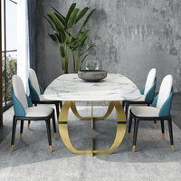 Table de salle à manger de luxe moderne pour restaurant, cuisine, salle à manger, rectangulaire, carrée, ronde, en faux marbre, table à manger