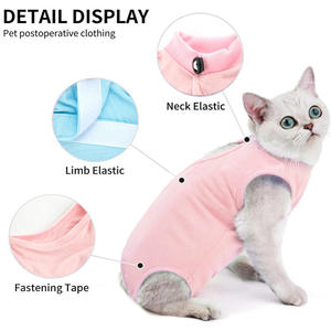 도매 고양이 복구 세트 새끼 고양이 Onesie 애완 동물 외과 의류 핥는 상처를 방지하기 위해 여름 편안한 고양이 옷 - Product Image 4