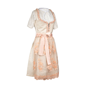 <b>Women</b> Traditional Dirndl <b>Dress</b> Floral Embroidery A-Line Midi Length Criss-Cross Neckline Short Sleeve <b>Vintage</b> Style - Product Image 4