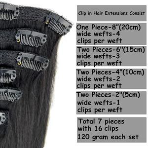 Extensions de cheveux humains à clips, 7 pièces, cheveux vierges brésiliens Remy, lisses, cuticules alignées, vente directe d'usine - Product Image 3