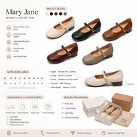 Mocassins de travail confortables pour femmes, en cuir souple crème de luxe, style Mary Jane, bout rond, talon bas, à enfiler
