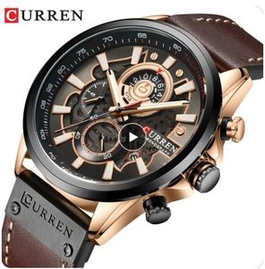 Reloj de Cuarzo CURREN 8380, Diseño Vintage de Lujo, Correa de Cuero, Cronógrafo, Reloj de Pulsera para Hombre - Product Image 4