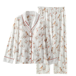 Nuovo <span class=keywords><strong>Pigiama</strong></span> Premaman Autunnale 100% Cotone <span class=keywords><strong>Interlock</strong></span>, Stile Floreale Country, Carino, Regolabile, Abbigliamento per Allattamento Domestico - Product Image 3