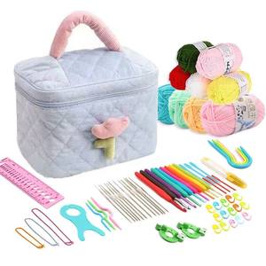 Nouveau kit de crochet de 68 pièces, kit complet de matériel pour débutants, ensemble d'outils de <span class=keywords><strong>tricot</strong></span> portable en laine - Product Image 5