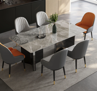 Table à manger rectangulaire avec piètement métallique, prix usine, ensemble de table à manger en céramique et pierre frittée à prix abordable