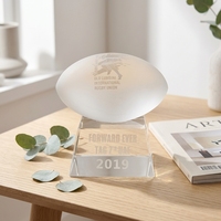 Trophée personnalisé en cristal K9 en forme de boule givrée, gravé au laser, pour souvenir de football américain
