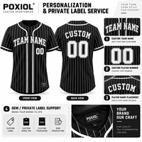 Maillot de baseball personnalisé noir à rayures fines, nom et numéro d'équipe personnalisés, manches courtes, pour écoles, clubs, ligues, fourniture OEM