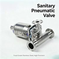 Vanne à diaphragme pneumatique sanitaire 3 voies en acier inoxydable 316L, connexion Tri-Clamp, membrane EPDM/PTFE pour l'industrie pharmaceutique, alimentaire et des boissons