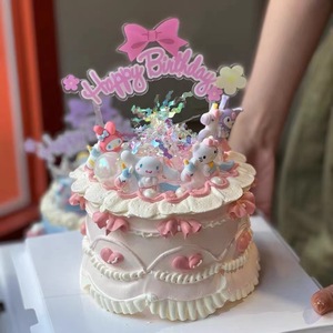 Adorno de Pastel Acrílico con Impresión UV Personalizada MOYI, Decoración de Pastel de Cumpleaños con Flores de Estilo Coreano - Product Image 1