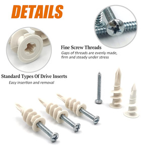 Baiguluo Drywall Anchors Plastic Expansion Screws Metric Zinc Plated Carbon Steel Hammer Drive For Fixed Use - Product Image 4