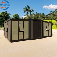 Maison conteneur modulaire pliable et extensible WinFair 4H à assemblage rapide de 20 pieds avec mur en verre pour 2/3 chambres