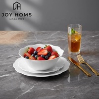 Witte opaalglas servies ronde soepkom met bloemrand, groothandel uit Chinese fabriek, opaalglas servies set borden en kommen, huishoudelijk servies
