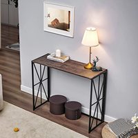 Table pliante en métal pour entrée avec dessus en bois rustique