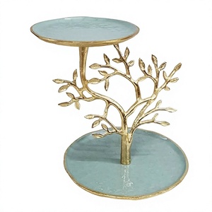 Soporte de Servicio de Dos Niveles con Diseño de Árbol Dorado de Lujo, Bandeja Decorativa para Pasteles, Postres y Aperitivos para el Hogar y Fiestas - Product Image 1